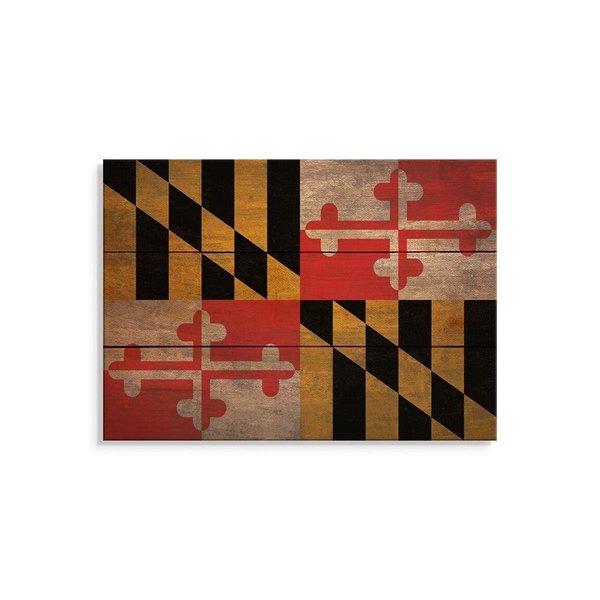 Wile E. Wood 15 x 11 in. Maryland State Flag Wood Art FLMD-1511